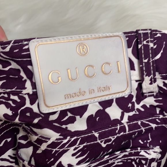 Gucci Pants Wide Leg purple print Size 42 - Picture 15 of 15